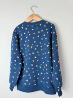 NEW Ex M&S Navy & Multicolour Heart Sweater Jumper - Girls 7-8 Years