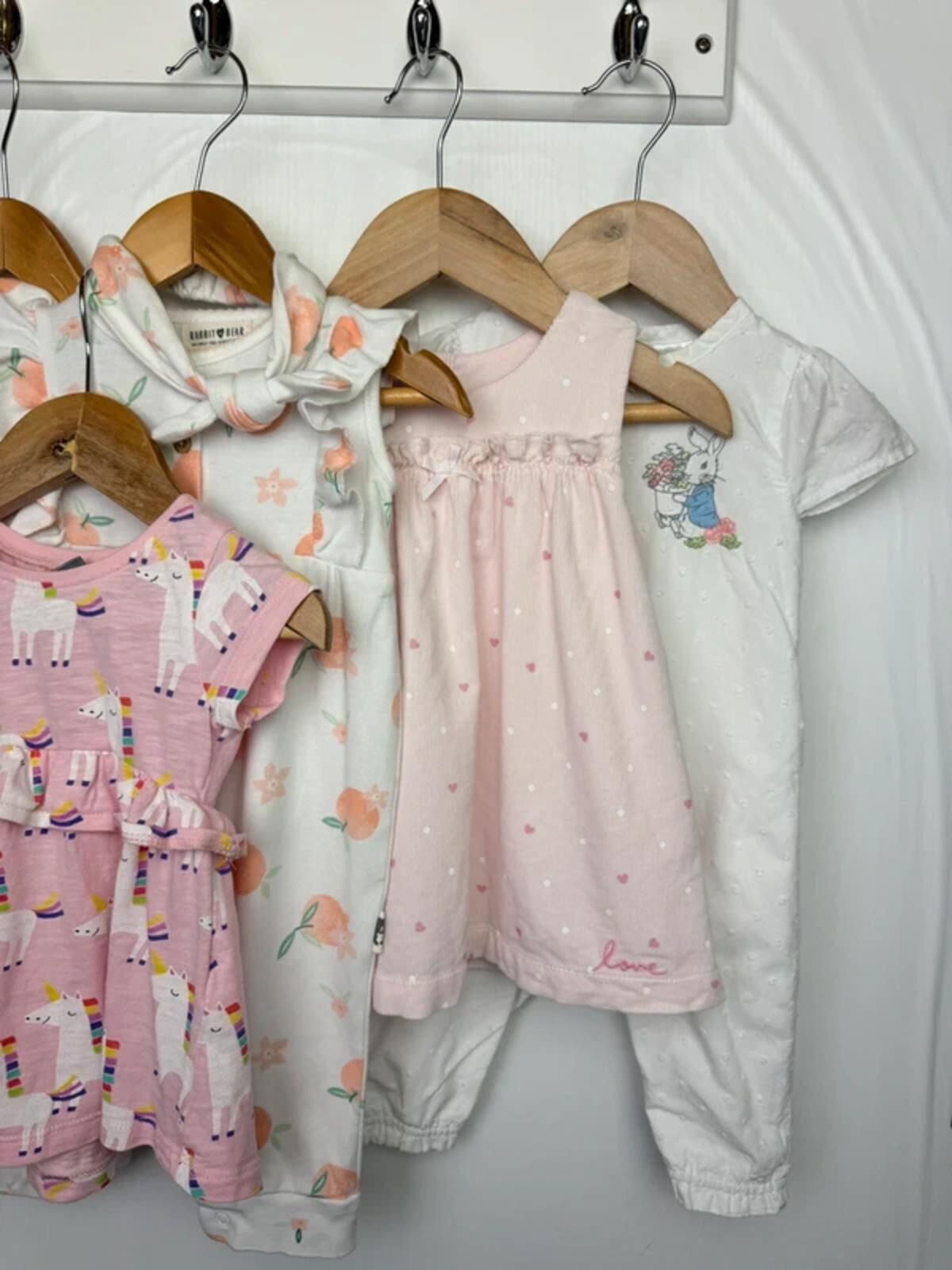 Mantaray Next Rabbit & Bear Romper & Dress Bundle - Baby Girls 3-6 Months