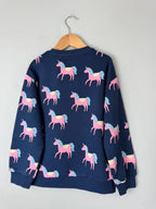 NEW Ex M&S Navy & Pink Unicorn Sweater Jumper - Girls 7-8 Years