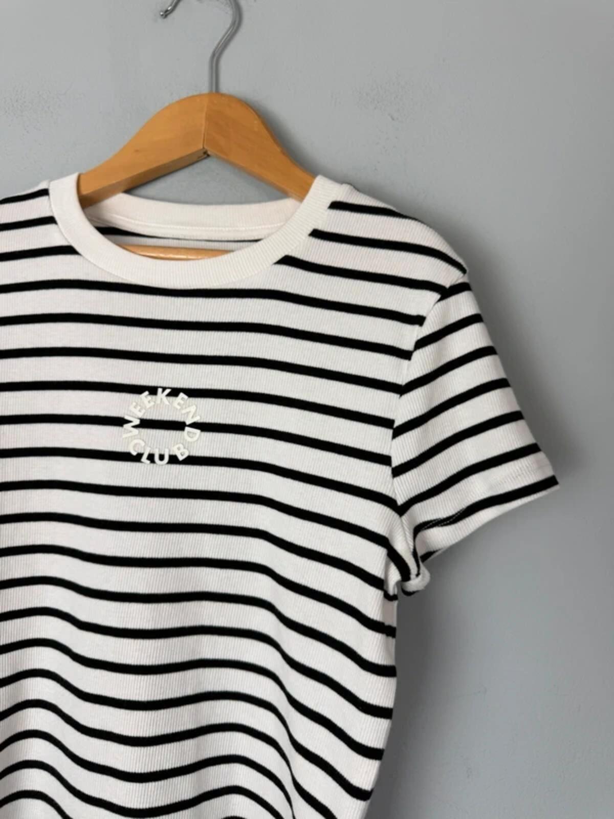 NEW Ex M&S Striped Short Sleeve Weekend Club Top - Girls 11-12 Years