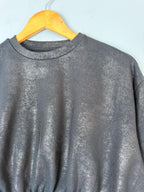 NEW Ex M&S Black Foil Detail Cropped Sweater Jumper - Girls 14-15 Years
