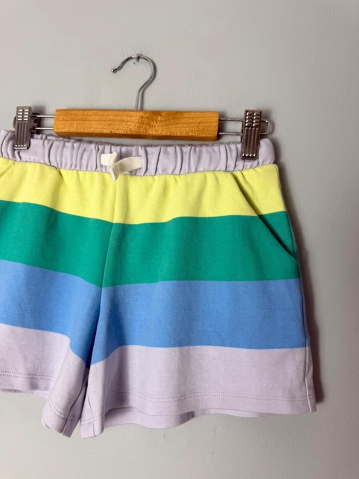 Ex M&S Kids 100% Cotton Multicolour Striped Shorts – Unisex 6 - 7 Years - Discounted high street clothing for children, ladies and men including everyday wear and seasonal styles. UK online