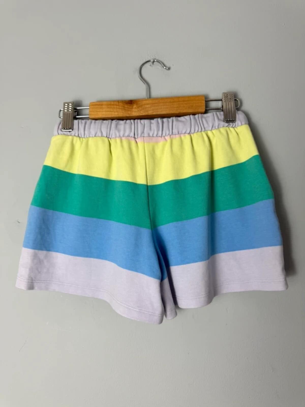 Ex M&S Kids 100% Cotton Multicolour Striped Shorts – Unisex 6 - 7 Years - Discounted high street clothing for children, ladies and men including everyday wear and seasonal styles. UK online