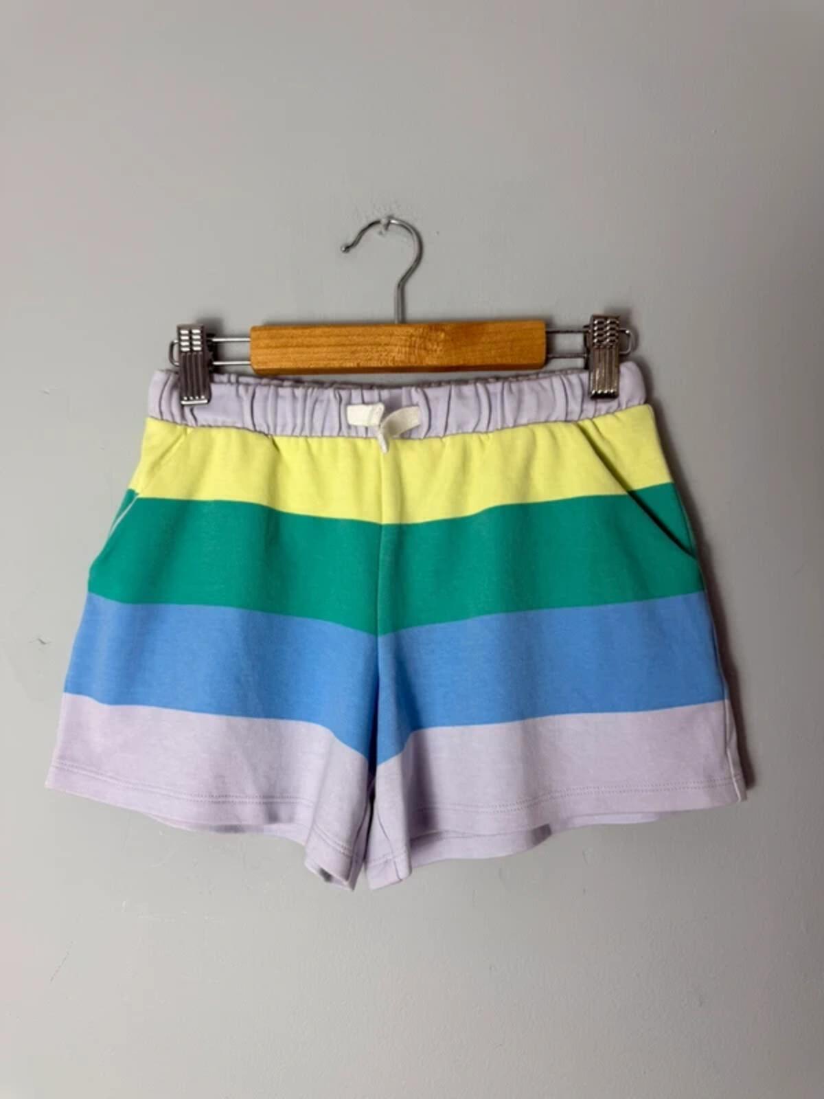Ex M&S Kids 100% Cotton Multicolour Striped Shorts – Unisex 6 - 7 Years - Discounted high street clothing for children, ladies and men including everyday wear and seasonal styles. UK online