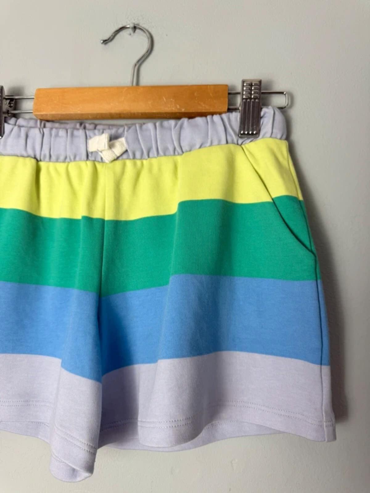 Ex M&S Kids 100% Cotton Multicolour Striped Shorts – Unisex 7 - 8 Years - Discounted high street clothing for children, ladies and men including everyday wear and seasonal styles. UK online