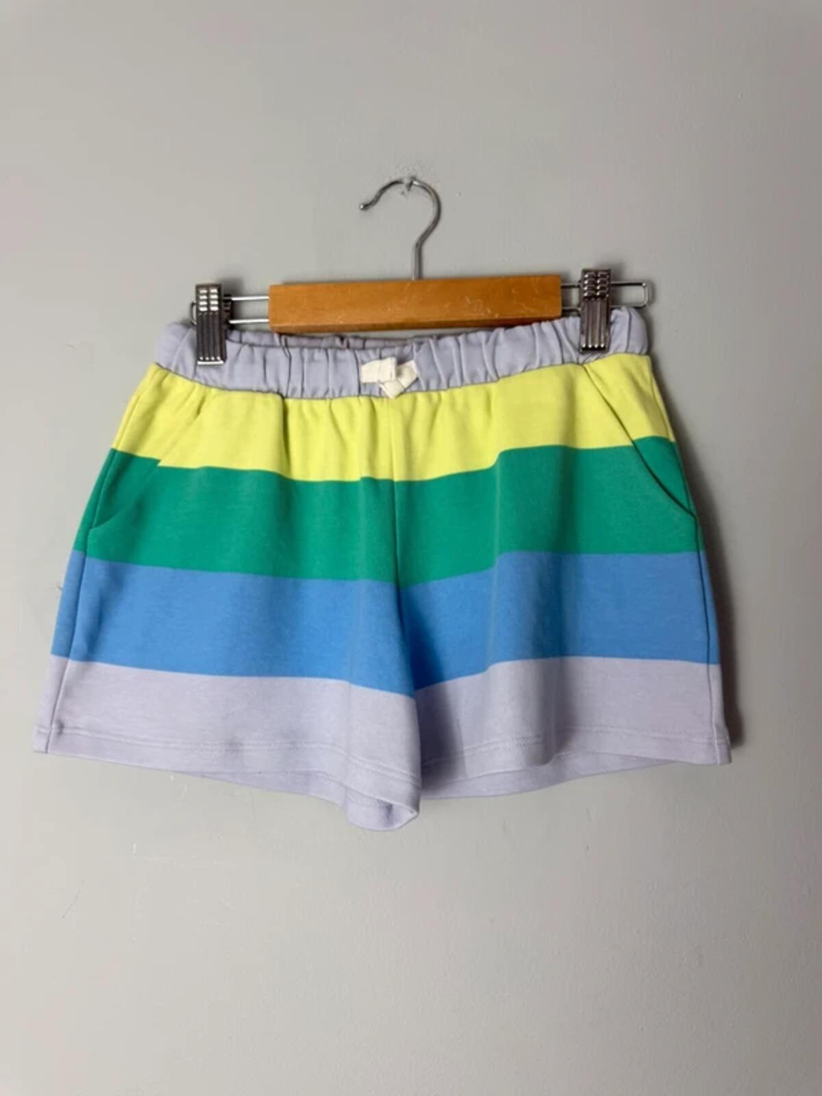 Ex M&S Kids 100% Cotton Multicolour Striped Shorts – Unisex 7 - 8 Years - Discounted high street clothing for children, ladies and men including everyday wear and seasonal styles. UK online