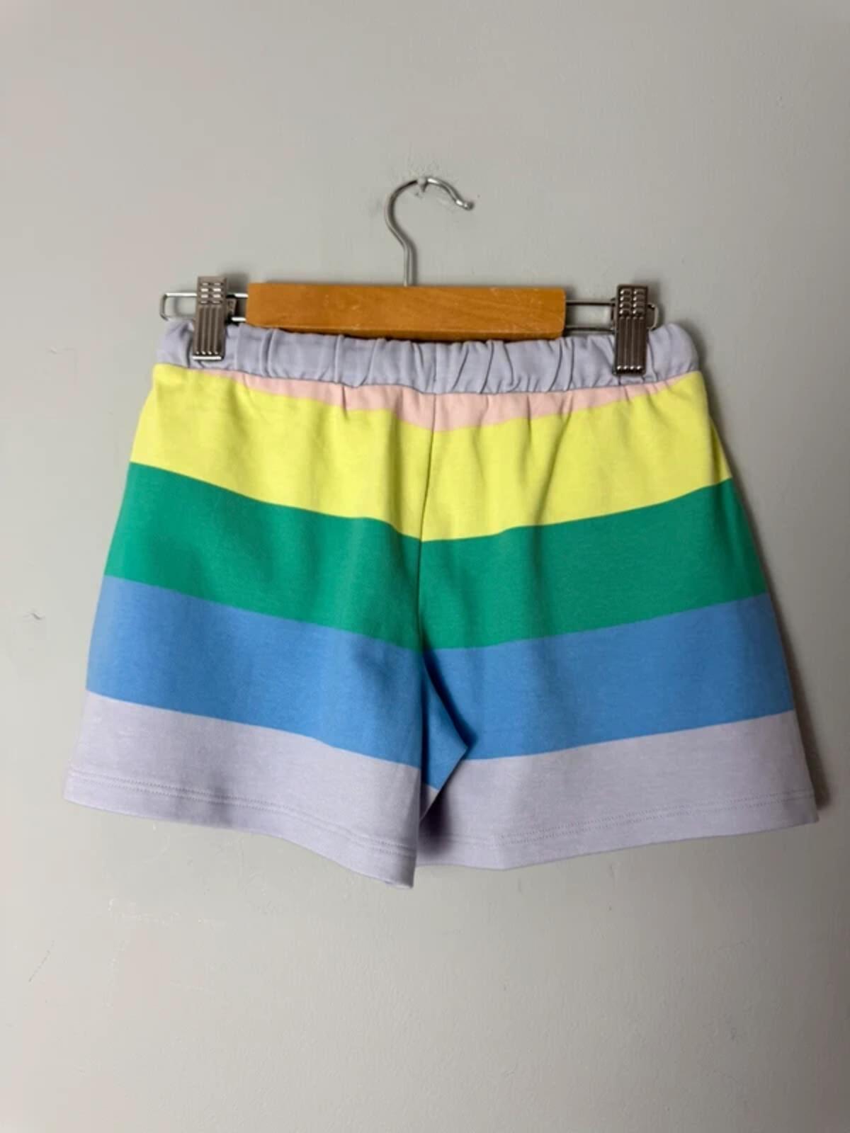 Ex M&S Kids 100% Cotton Multicolour Striped Shorts – Unisex 7 - 8 Years - Discounted high street clothing for children, ladies and men including everyday wear and seasonal styles. UK online