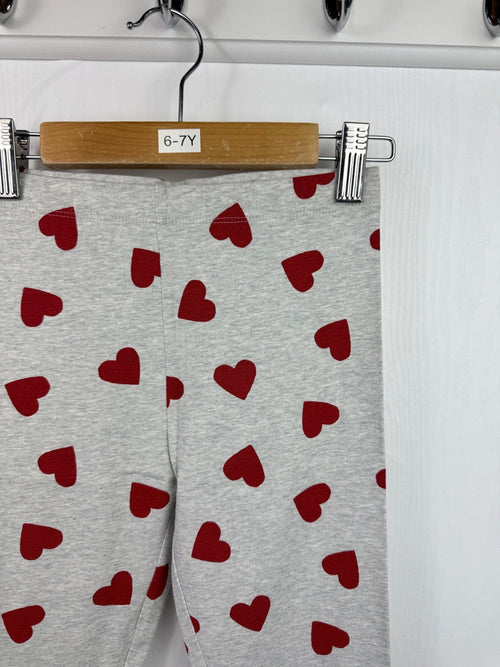Ex M*S Red Heart Grey Leggings - Girls 6 - 7 Years - Back On The Shelves High Street Outlet Online UK