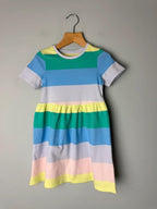 NEW Ex M&S 100% Cotton Multicolour Striped Dress - Girls 2-3 Years