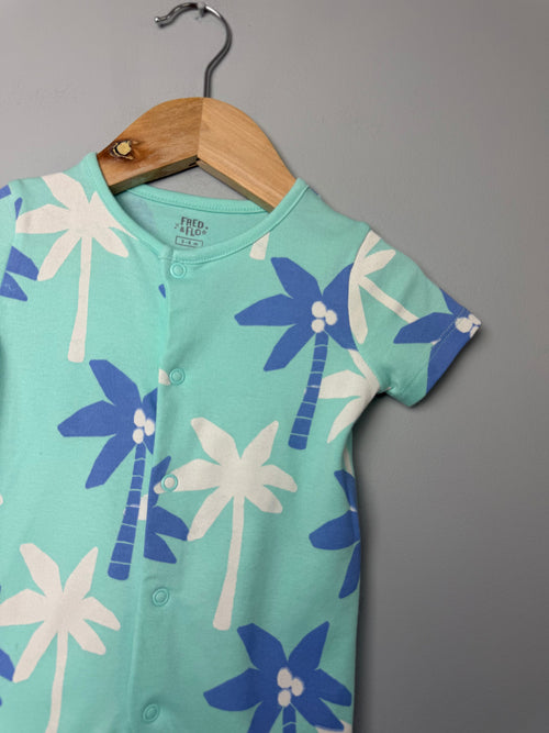 F&F Blue Tropical Romper - Baby Boys 3 - 6 Months - Discounted high street clothing for children, ladies and men including everyday wear and seasonal styles. UK online