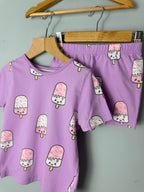 George Purple Icecream Short Pyjama Set - Girls 3 - 4 Years - Discounted high street clothing for children, ladies and men including everyday wear and seasonal styles. UK online