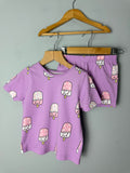 George Purple Icecream Short Pyjama Set - Girls 3 - 4 Years - Discounted high street clothing for children, ladies and men including everyday wear and seasonal styles. UK online
