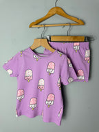 George Purple Icecream Short Pyjama Set - Girls 3 - 4 Years - Discounted high street clothing for children, ladies and men including everyday wear and seasonal styles. UK online