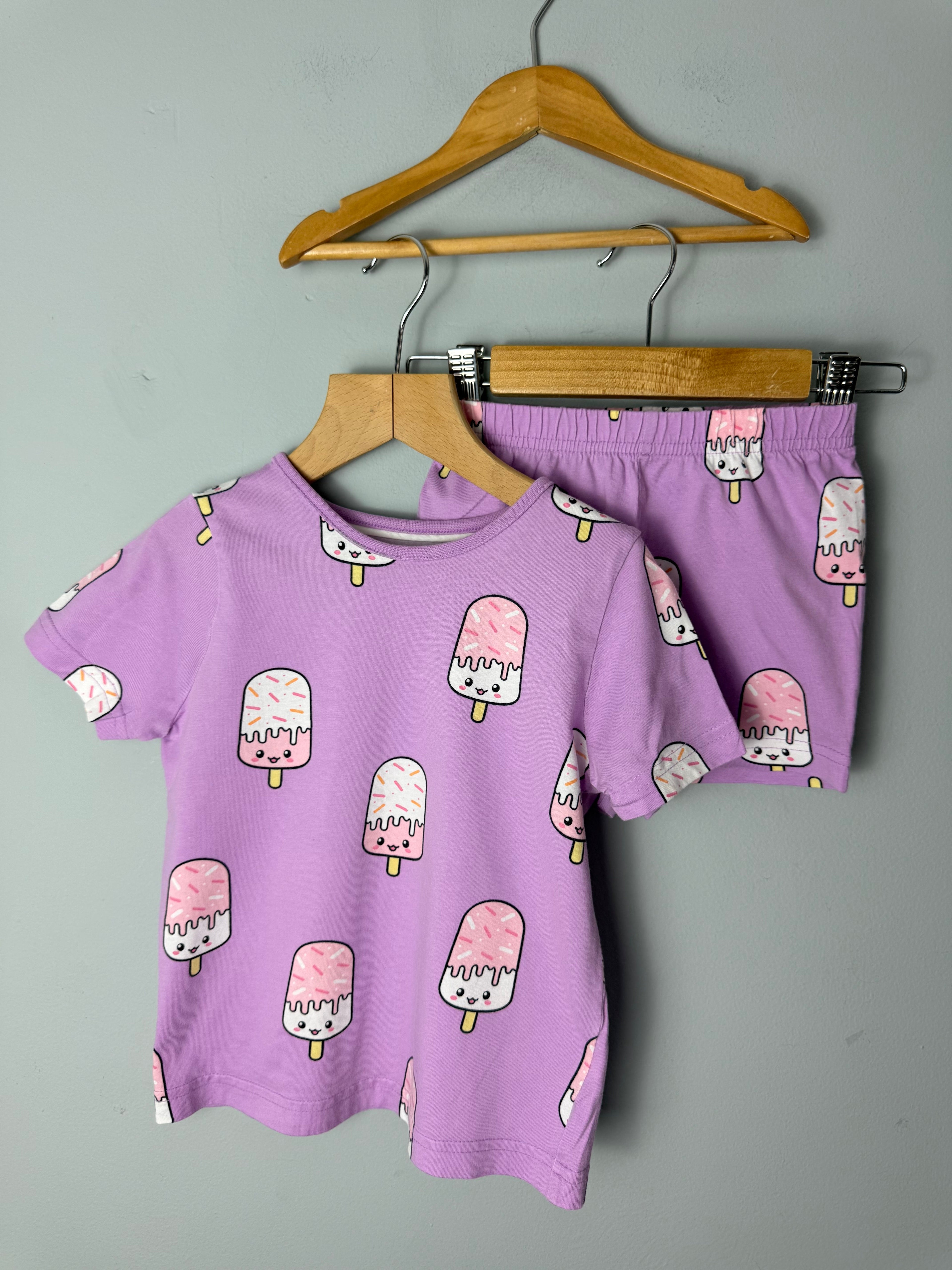 George Purple Icecream Short Pyjama Set - Girls 3 - 4 Years - Discounted high street clothing for children, ladies and men including everyday wear and seasonal styles. UK online