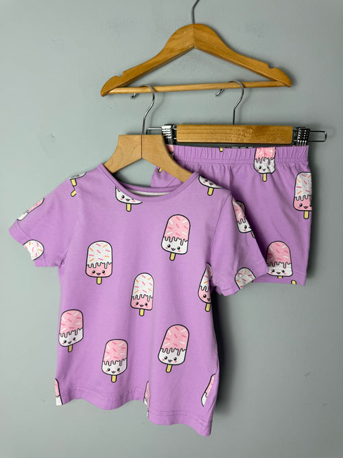 George Purple Icecream Short Pyjama Set - Girls 3 - 4 Years - Discounted high street clothing for children, ladies and men including everyday wear and seasonal styles. UK online