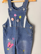 JFDX Denim Butterfly Dungarees - Girls 9 - 12 Months - Discounted high street clothing for children, ladies and men including everyday wear and seasonal styles. UK online