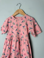 John Lewis Pink Floral Bird Short Sleeve Tiered Dress - Girls 5 Years - Discounted high street clothing for children, ladies and men including everyday wear and seasonal styles. UK online