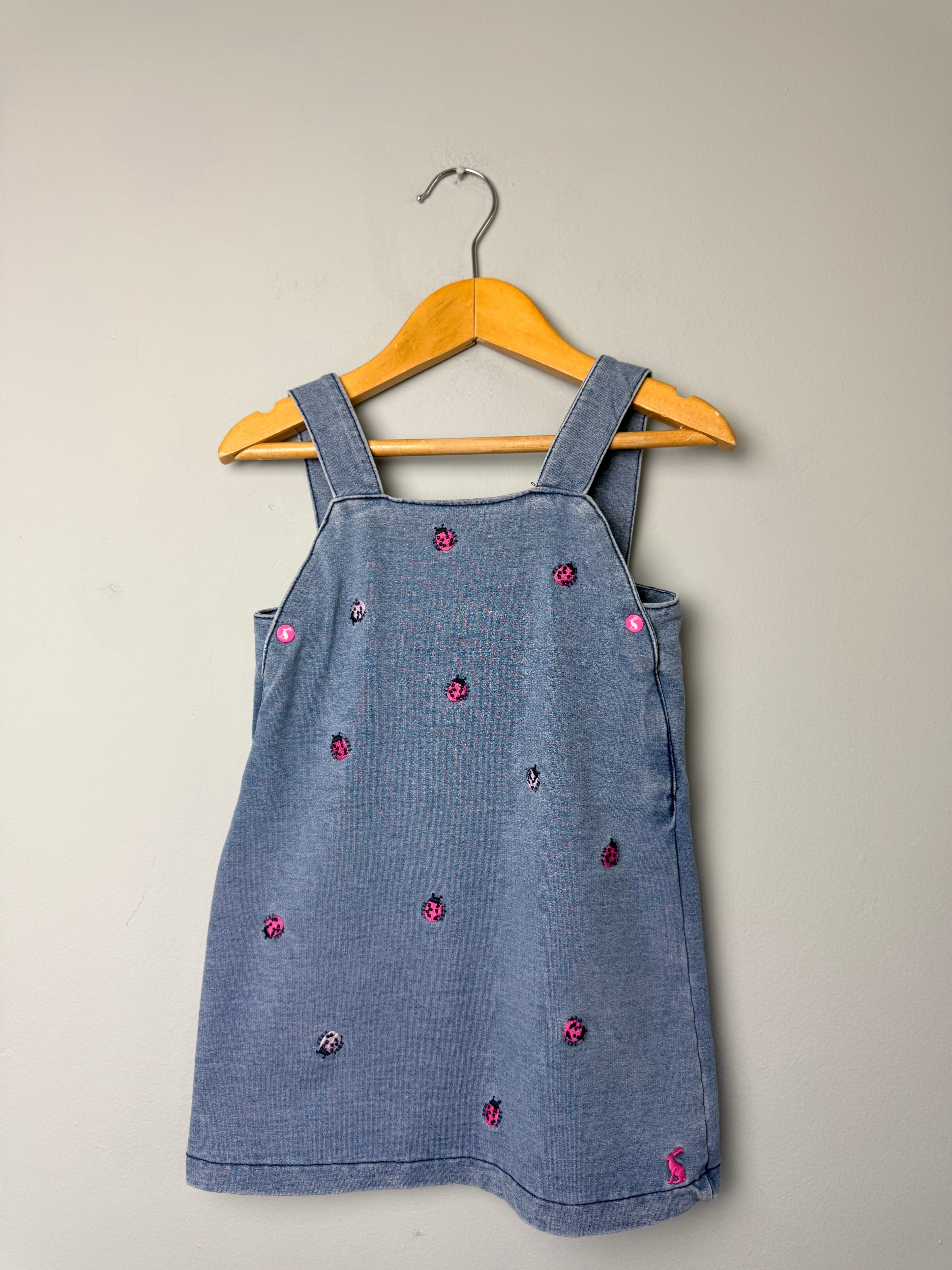 Joules Denim Ladybug Pinafore Dress - Girls 12 - 18 Months - Discounted high street clothing for children, ladies and men including everyday wear and seasonal styles. UK online