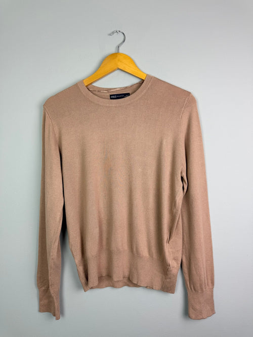 Ladies Ex MS Beige Knit Jumper - Size L - Discounted high street clothing for children, ladies and men including everyday wear and seasonal styles. UK online