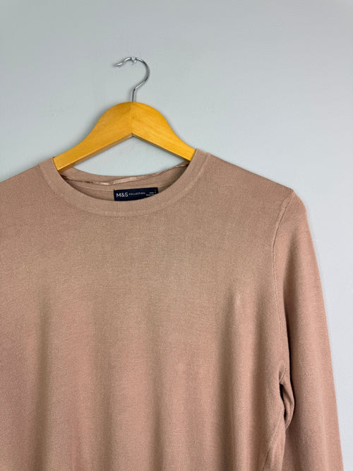 Ladies Ex MS Beige Knit Jumper - Size L - Discounted high street clothing for children, ladies and men including everyday wear and seasonal styles. UK online