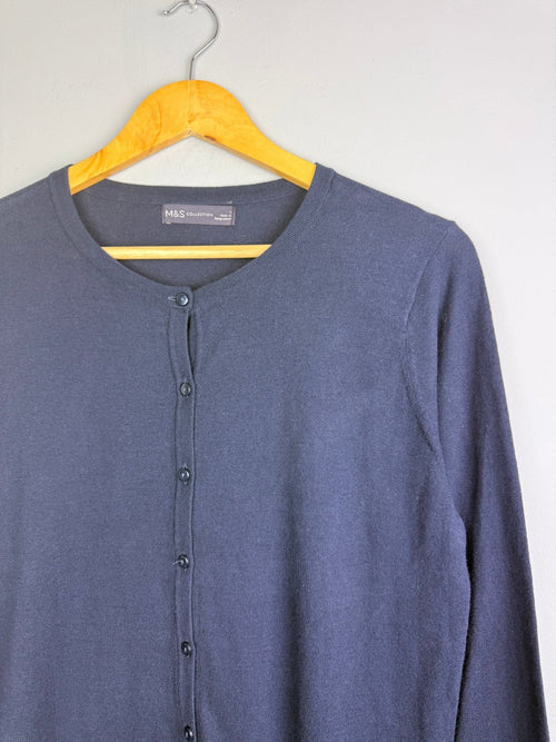 Ladies Ex MS Navy Button Cardigan - Size L - Discounted high street clothing for children, ladies and men including everyday wear and seasonal styles. UK online