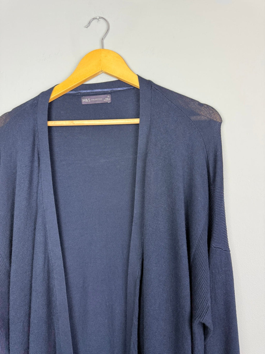 Ladies Ex MS Navy Longline Cardigan - Size XL - Discounted high street clothing for children, ladies and men including everyday wear and seasonal styles. UK online