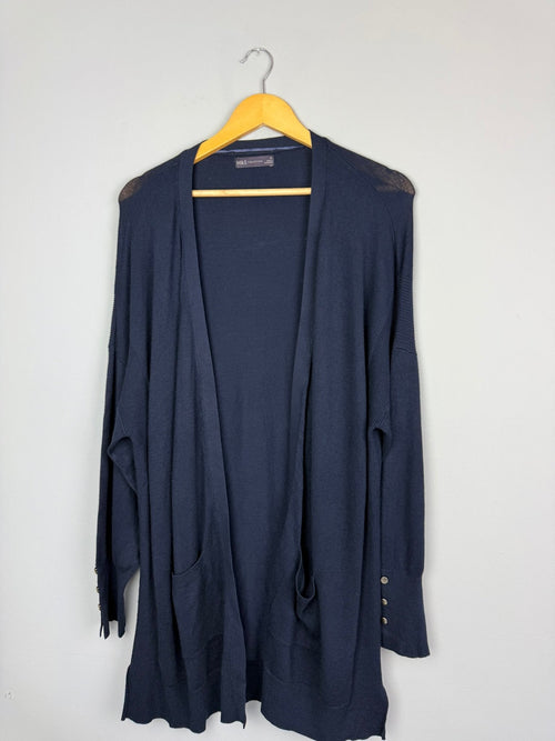 Ladies Ex MS Navy Longline Cardigan - Size XL - Discounted high street clothing for children, ladies and men including everyday wear and seasonal styles. UK online
