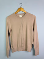 Ladies Ex RI Beige Button Cardigan - Size M - Discounted high street clothing for children, ladies and men including everyday wear and seasonal styles. UK online