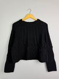 Ladies Ex RI Black Chunky Knit Cropped Jumper - Size S - Discounted high street clothing for children, ladies and men including everyday wear and seasonal styles. UK online