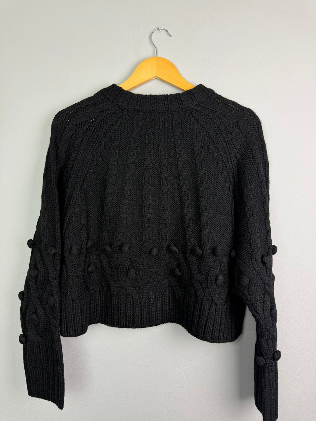 Ladies Ex RI Black Chunky Knit Cropped Jumper - Size S - Discounted high street clothing for children, ladies and men including everyday wear and seasonal styles. UK online