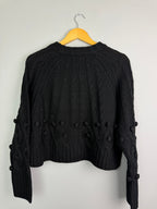 Ladies Ex RI Black Chunky Knit Cropped Jumper - Size S - Discounted high street clothing for children, ladies and men including everyday wear and seasonal styles. UK online