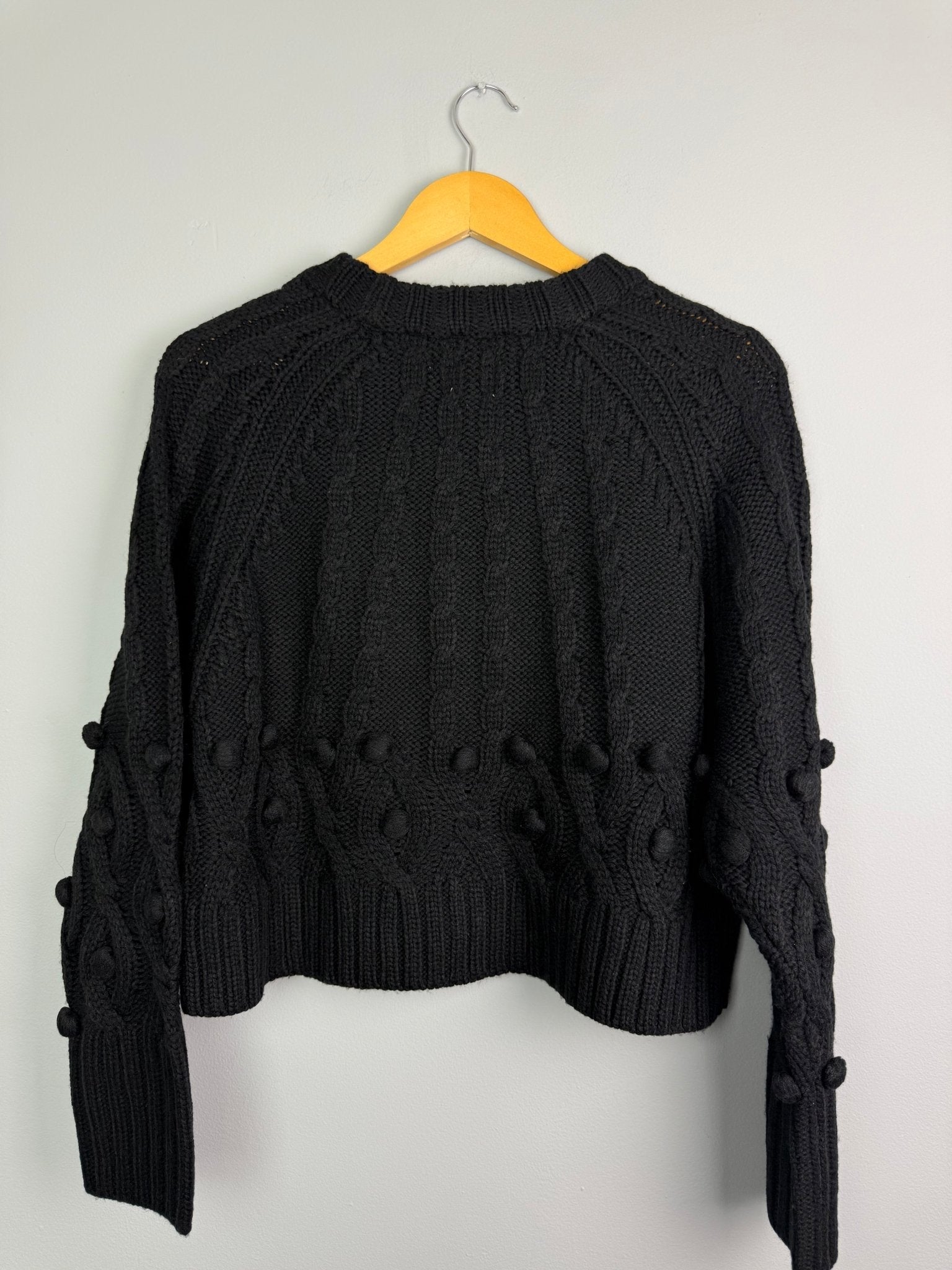 Ladies Ex RI Black Chunky Knit Cropped Jumper - Size S - Discounted high street clothing for children, ladies and men including everyday wear and seasonal styles. UK online