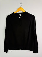 Ladies Ex RI Black Decorative Knit Jumper - Size M - Discounted high street clothing for children, ladies and men including everyday wear and seasonal styles. UK online