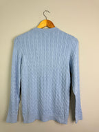 Ladies Ex RI Blue Cable Knit Jumper - Size M - Discounted high street clothing for children, ladies and men including everyday wear and seasonal styles. UK online