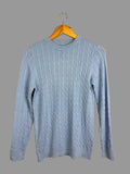 Ladies Ex RI Blue Cable Knit Jumper - Size M - Discounted high street clothing for children, ladies and men including everyday wear and seasonal styles. UK online