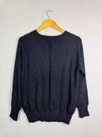 Ladies Ex RI Navy V Neck Jumper - Size M - Discounted high street clothing for children, ladies and men including everyday wear and seasonal styles. UK online