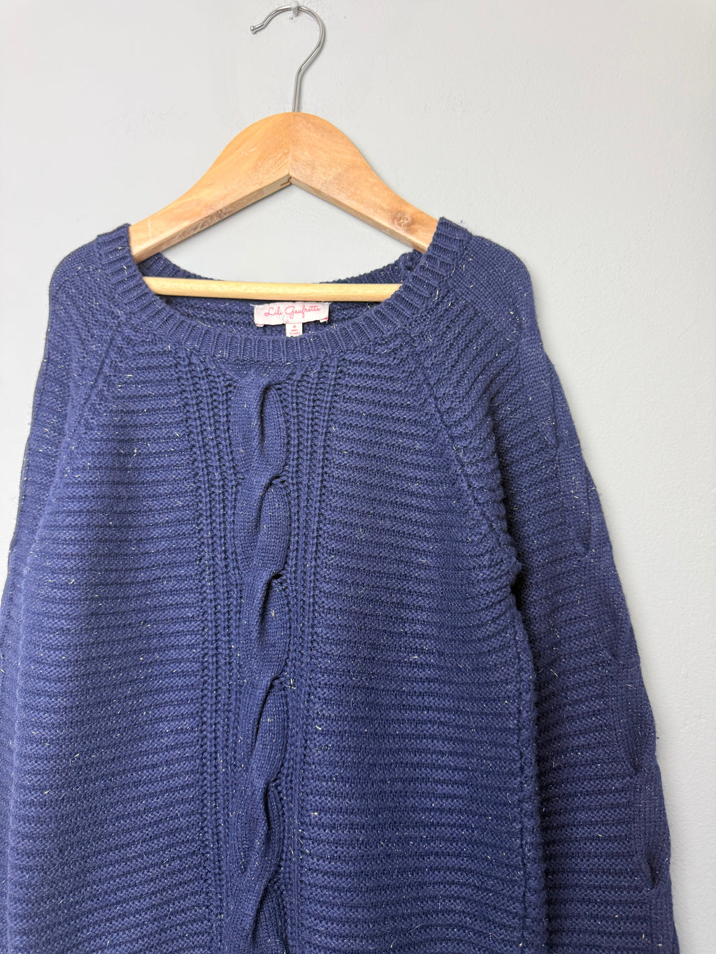 Lili Gaufrette Navy & Gold Thread Knit Jumper - Girls 8 Years - Discounted high street clothing for children, ladies and men including everyday wear and seasonal styles. UK online