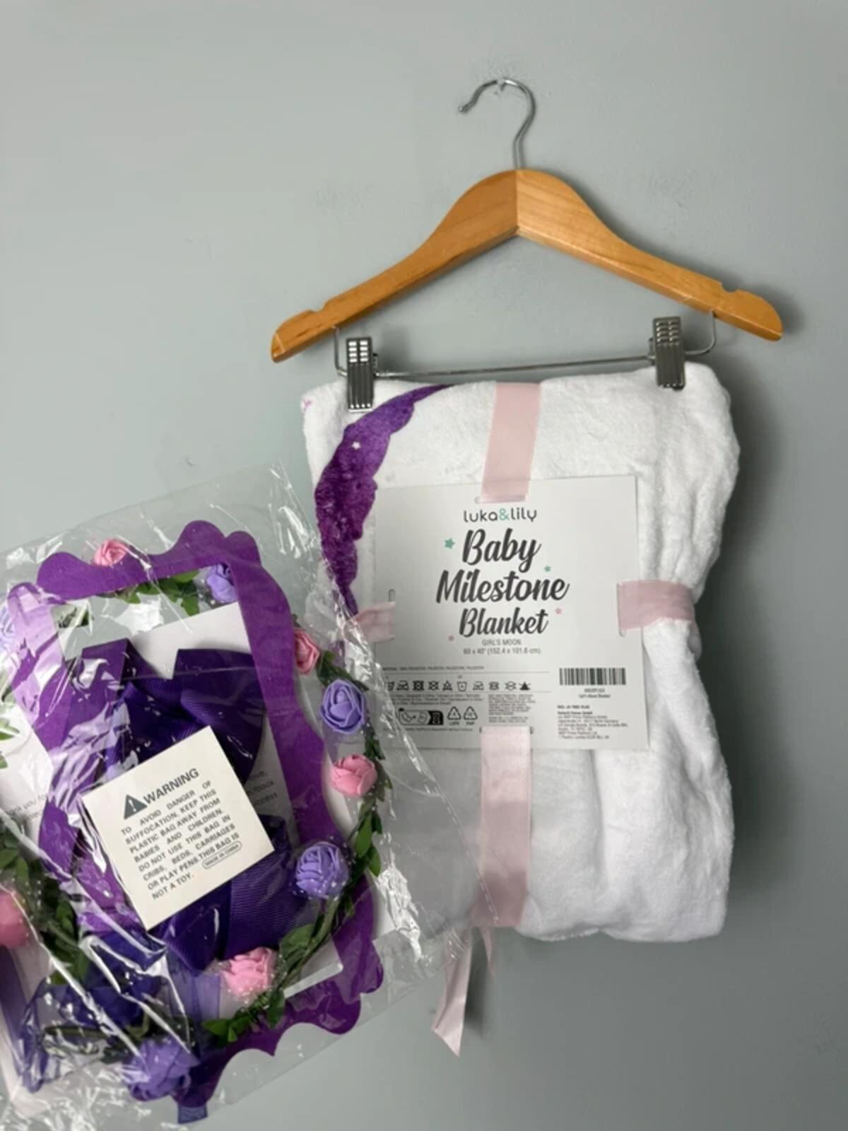 Luka & Lily Floral Baby Milestone Blanket with accessories - Discounted high street clothing for children, ladies and men including everyday wear and seasonal styles. UK online