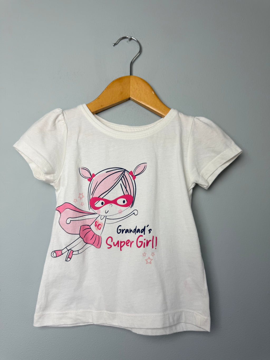 M&Co Grandads Super Girl Top - Girls 12 - 18 Months - Discounted high street clothing for children, ladies and men including everyday wear and seasonal styles. UK online