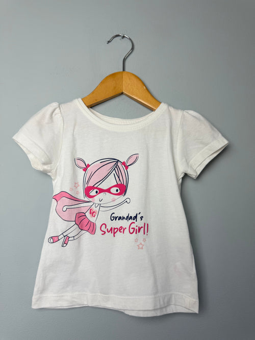 M&Co Grandads Super Girl Top - Girls 12 - 18 Months - Discounted high street clothing for children, ladies and men including everyday wear and seasonal styles. UK online