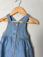 M&S Blue Denim Pinafore Dress with Pockets - Girls 0 - 3 Months - Discounted high street clothing for children, ladies and men including everyday wear and seasonal styles. UK online