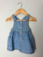 M&S Blue Denim Pinafore Dress with Pockets - Girls 0 - 3 Months - Discounted high street clothing for children, ladies and men including everyday wear and seasonal styles. UK online