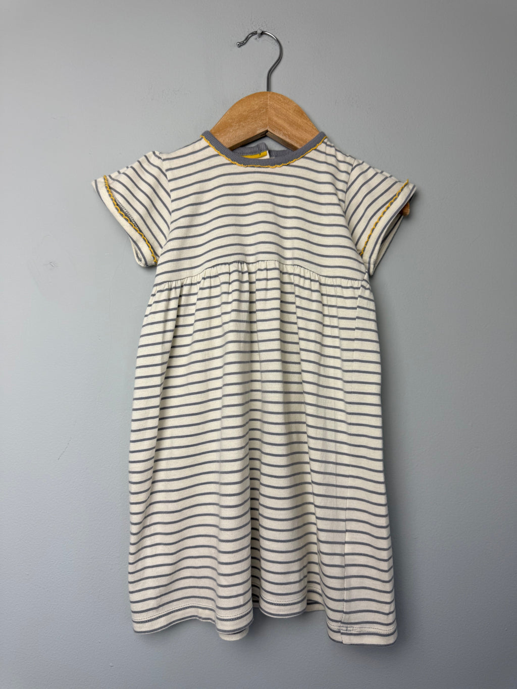 M&S Cream & Grey Striped Dress - Girls 12 - 18 Months - Discounted high street clothing for children, ladies and men including everyday wear and seasonal styles. UK online