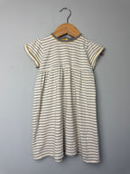 M&S Cream & Grey Striped Dress - Girls 12 - 18 Months - Discounted high street clothing for children, ladies and men including everyday wear and seasonal styles. UK online