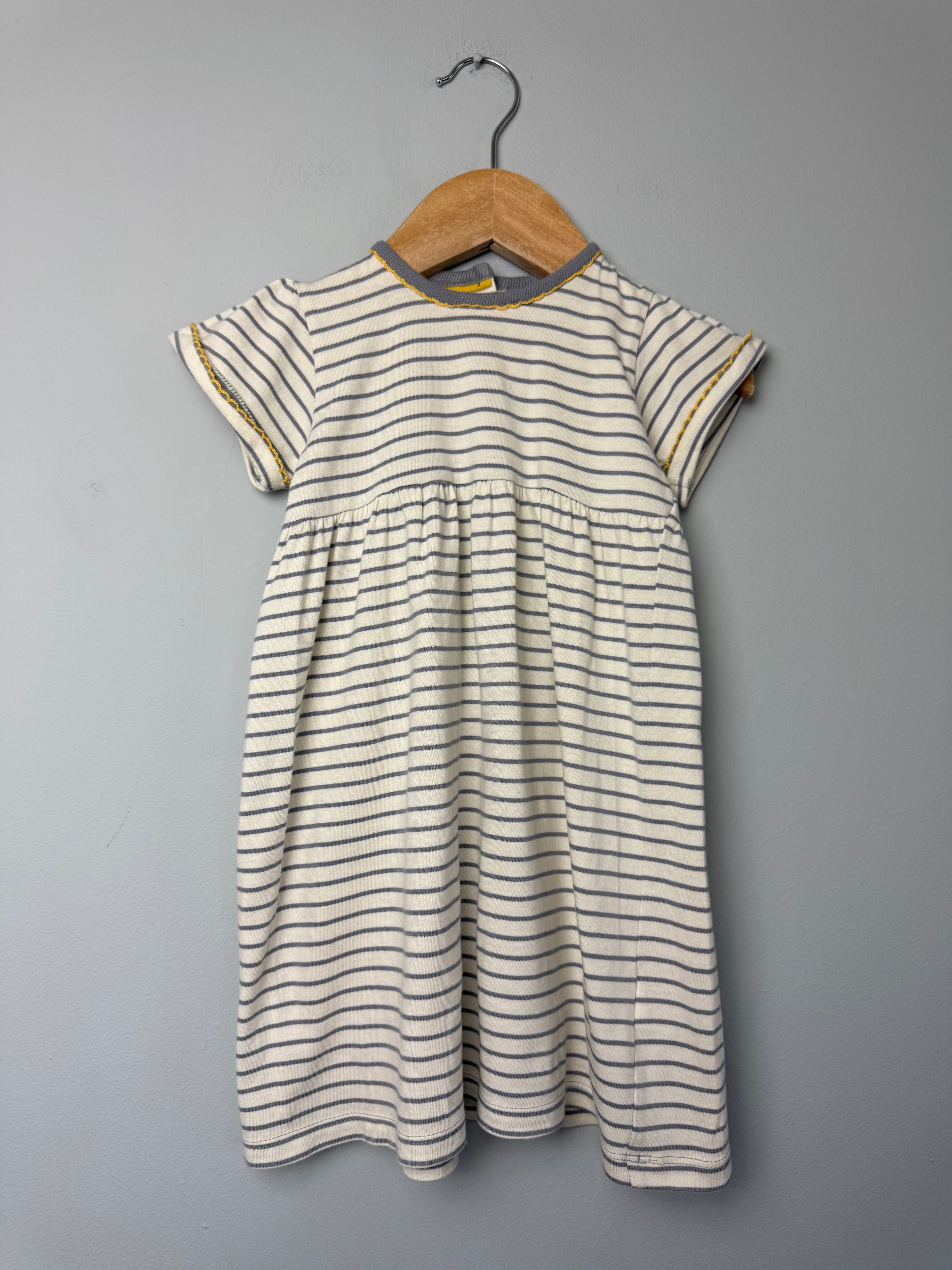M&S Cream & Grey Striped Dress - Girls 12 - 18 Months - Discounted high street clothing for children, ladies and men including everyday wear and seasonal styles. UK online