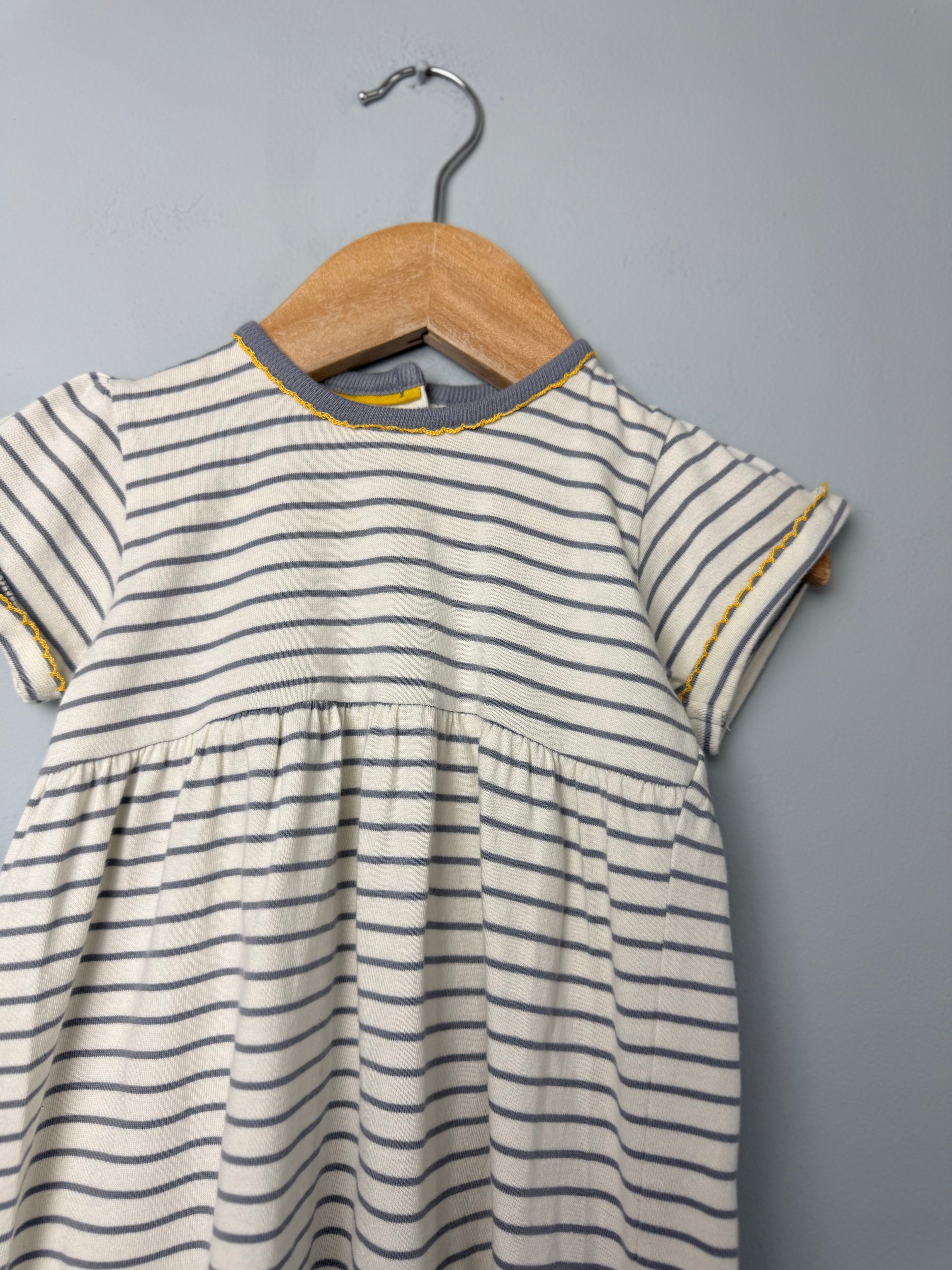 M&S Cream & Grey Striped Dress - Girls 12 - 18 Months - Discounted high street clothing for children, ladies and men including everyday wear and seasonal styles. UK online