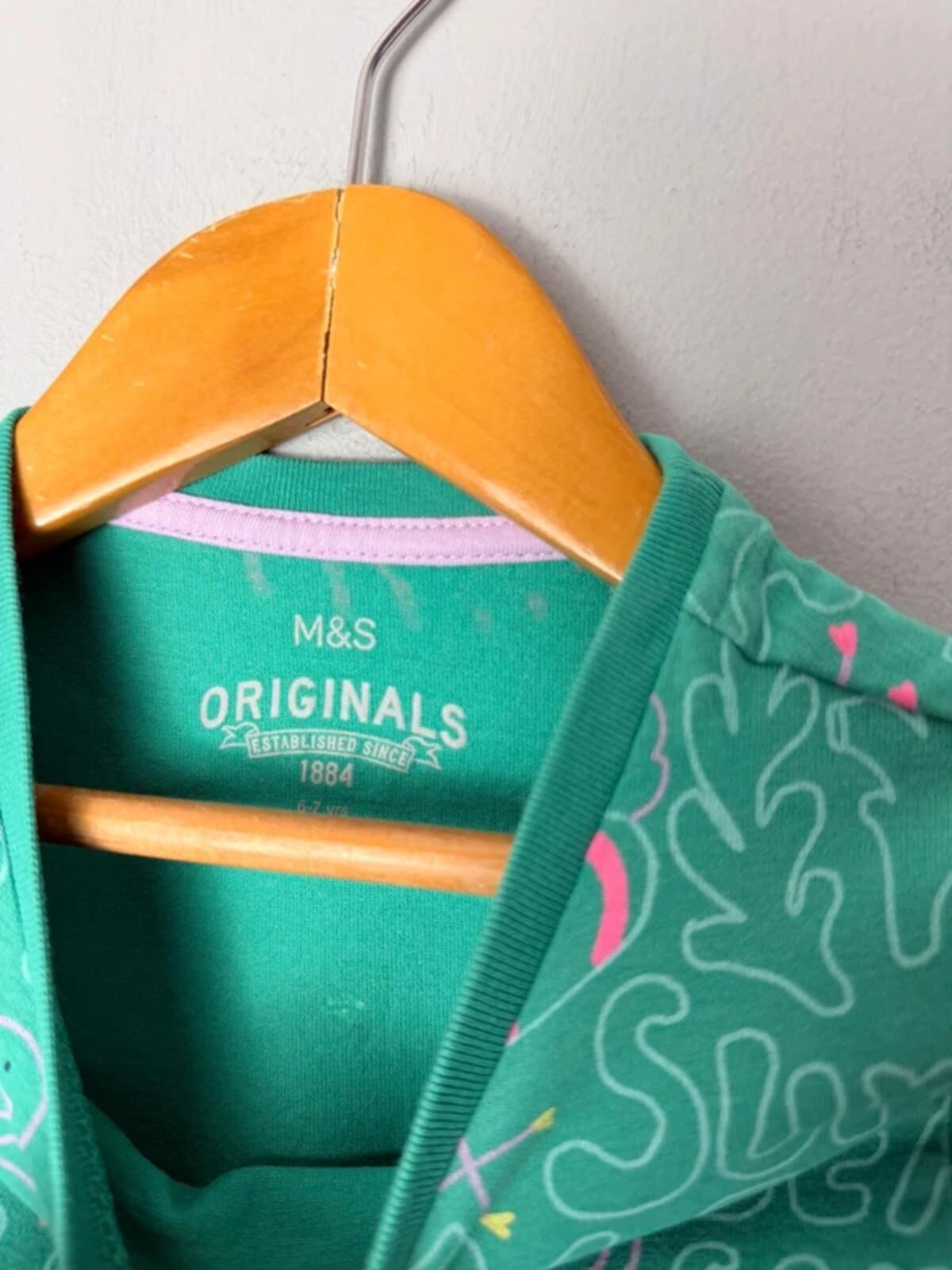 M&S Green Flamingo Summer Short Sleeve Dress - Girls 6 - 7 Years 122cm - Discounted high street clothing for children, ladies and men including everyday wear and seasonal styles. UK online