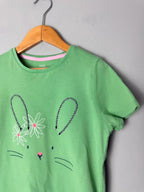M&S Green Floral Bunny Short Sleeve Summer Top - Girls 6 - 7 Years - Discounted high street clothing for children, ladies and men including everyday wear and seasonal styles. UK online