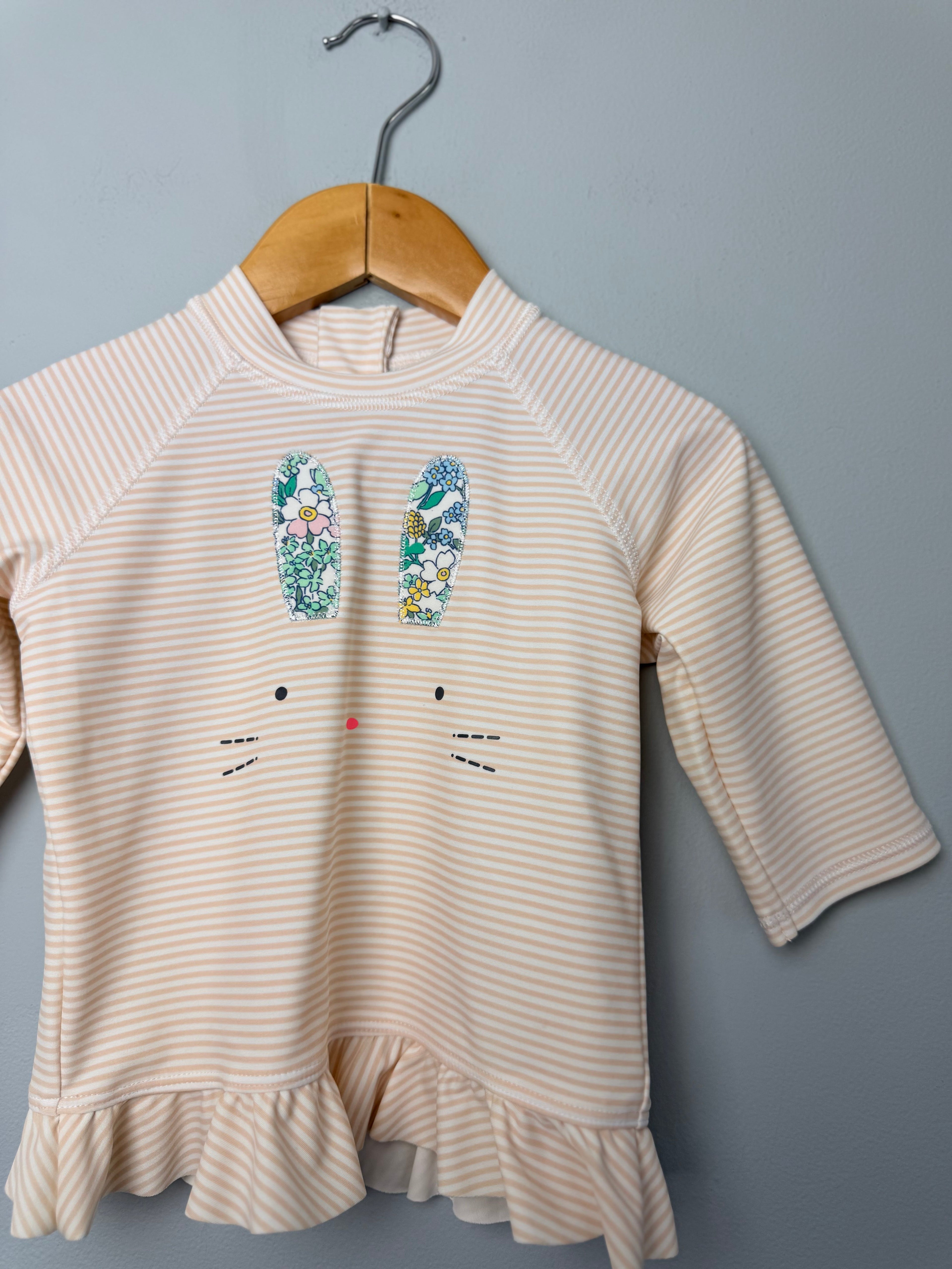 M&S Striped Bunny Swim Top - Girls 12 - 18 Months - Discounted high street clothing for children, ladies and men including everyday wear and seasonal styles. UK online