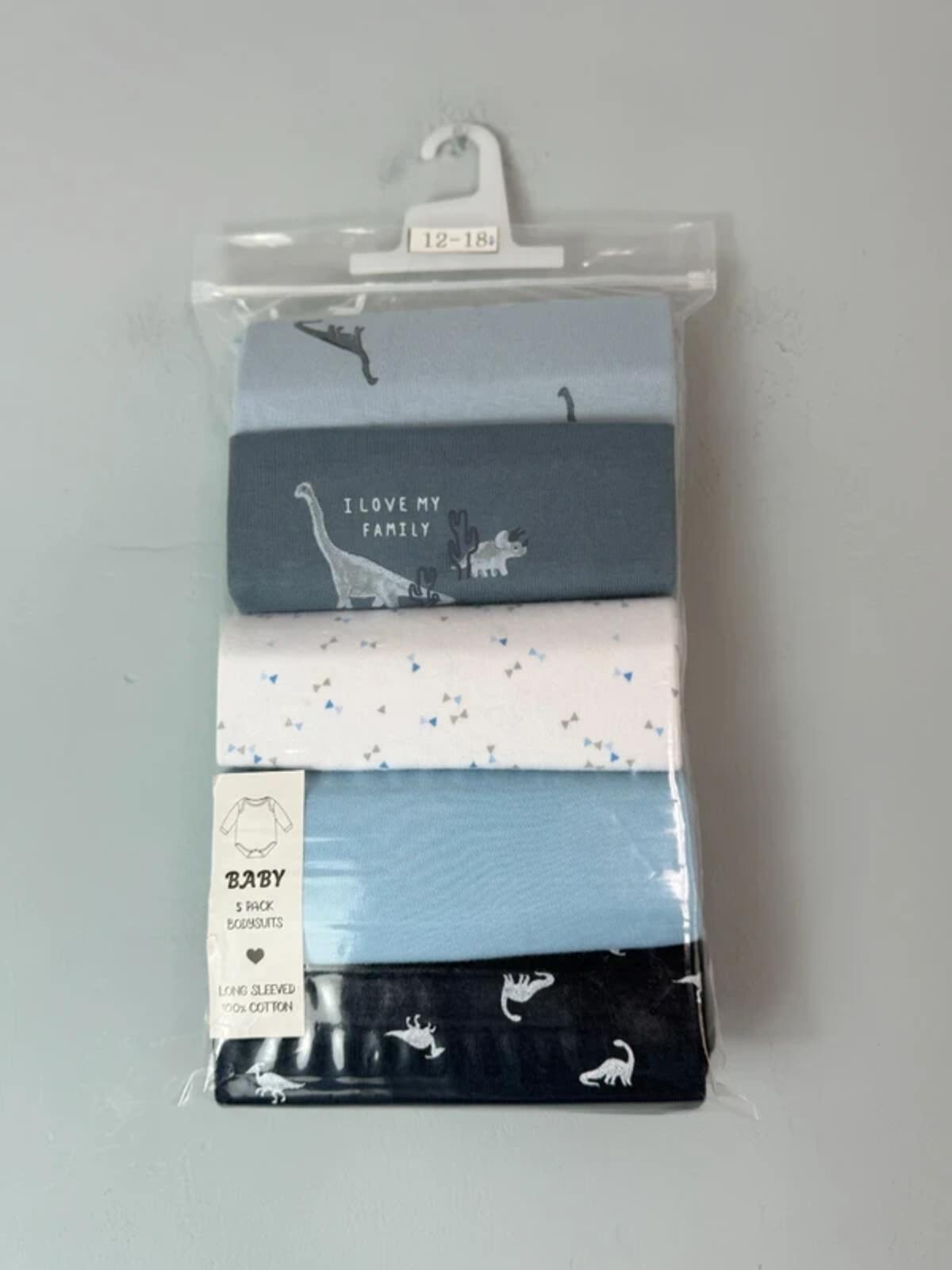 NEW Baby Boy Long Sleeve Bodysuit Set - Mixed Brands - Boys 12 - 18 Months - Discounted high street clothing for children, ladies and men including everyday wear and seasonal styles. UK online
